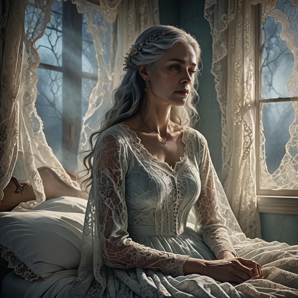 Ghostly Mother Watching Over Sleeping Daughter