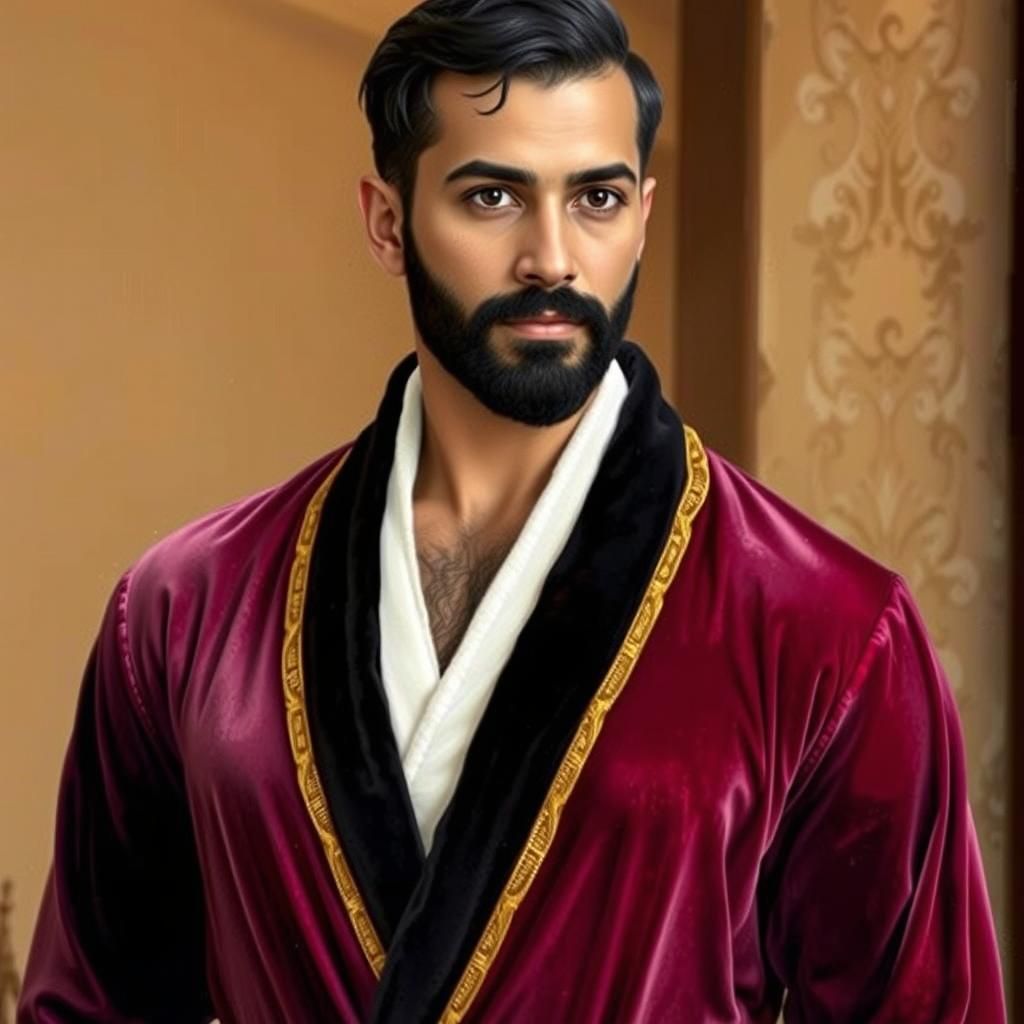 Portrait of Handsome Man in Red Robe, Art Nouveau Style