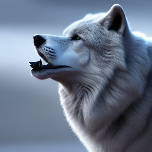 Chrome Snow Wolf in Futuristic Dreamscape