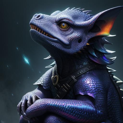 Baby Dragon with Rainbow in Hyper-Realistic Digital Art