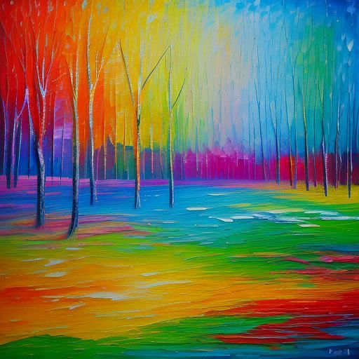 Colorful Expressionist Oil Painting in Impasto Style