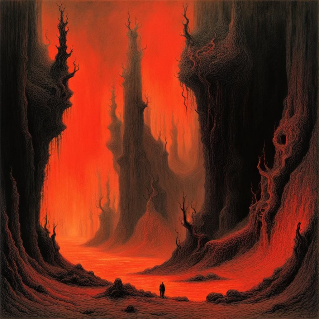 Infernal Landscape in Dark Gothic Style