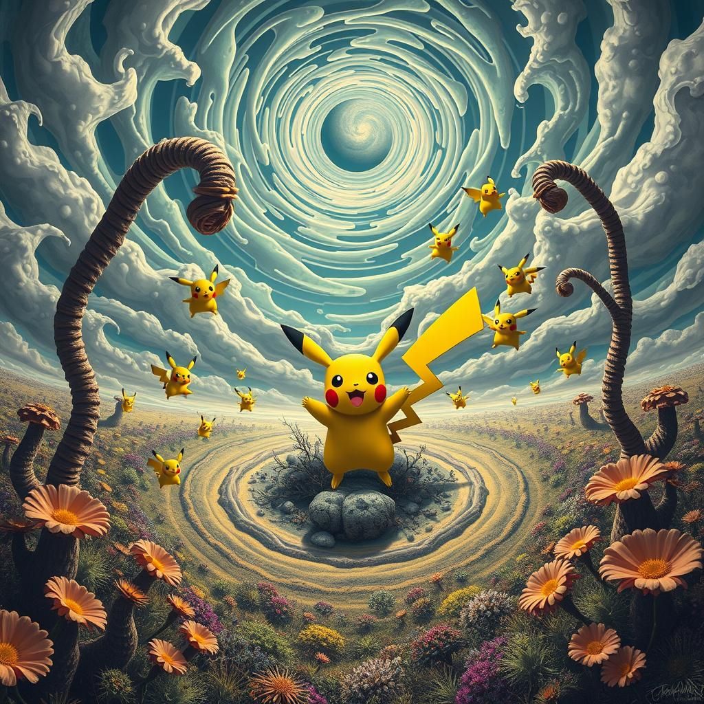 Elastic flora stretching and twisting in a vast surreal land...