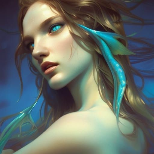Siren Mermaid Portrait in Hyperdetailed Style