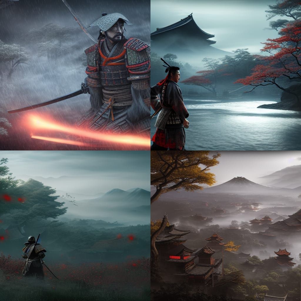 Samurai in Japan: Detailed Matte Painting