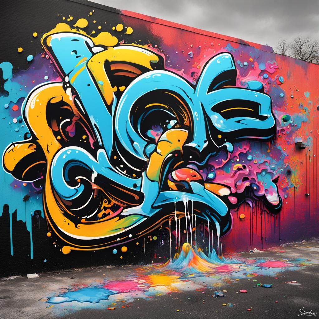 Graffiti Art with Polychromatic Splash Effects