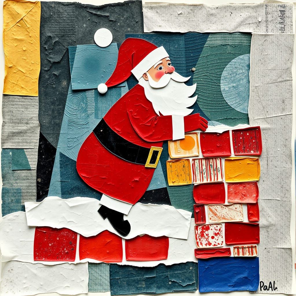 Santa in Constructivist Collage Style