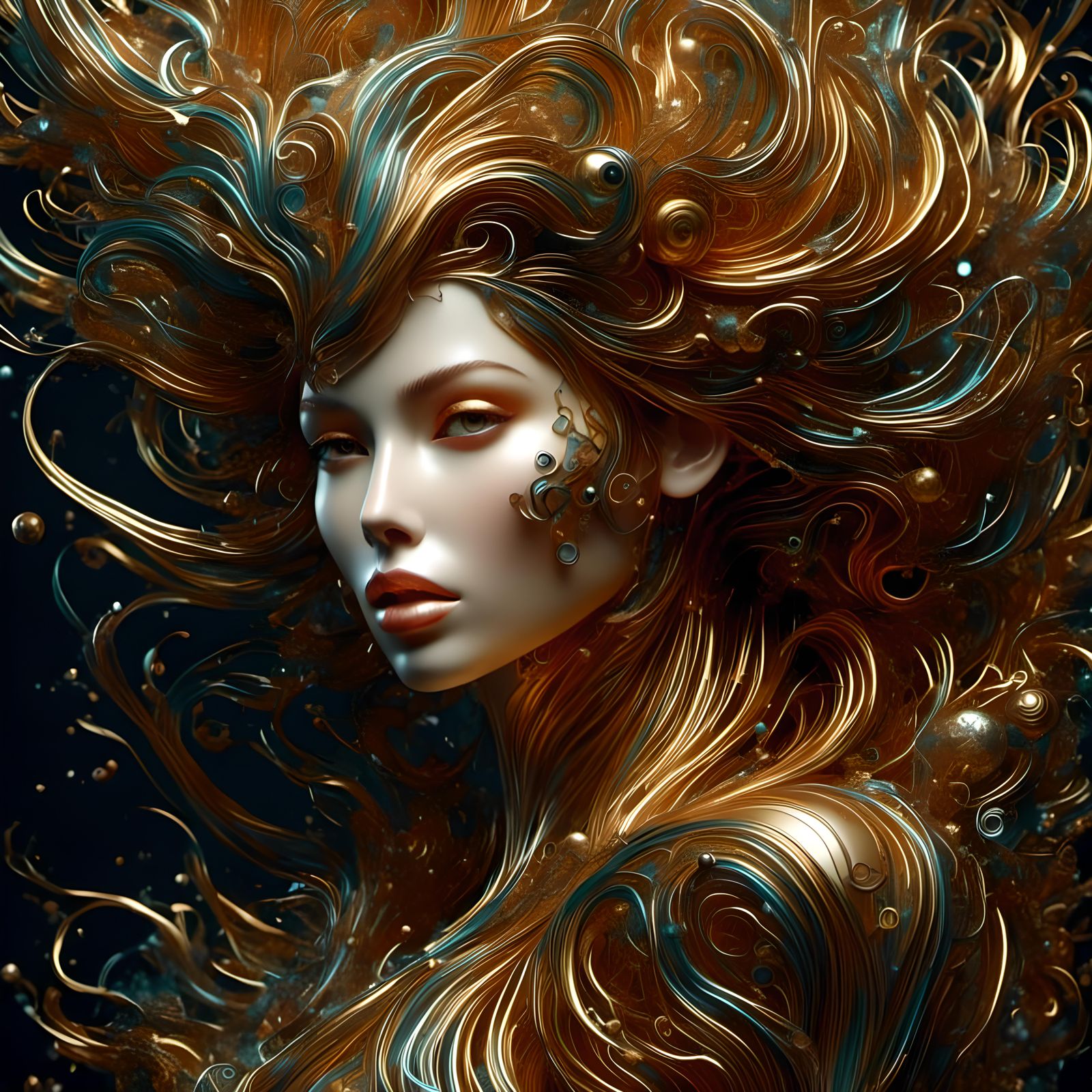 Expressionist Woman in Tesselated 3D Max Render