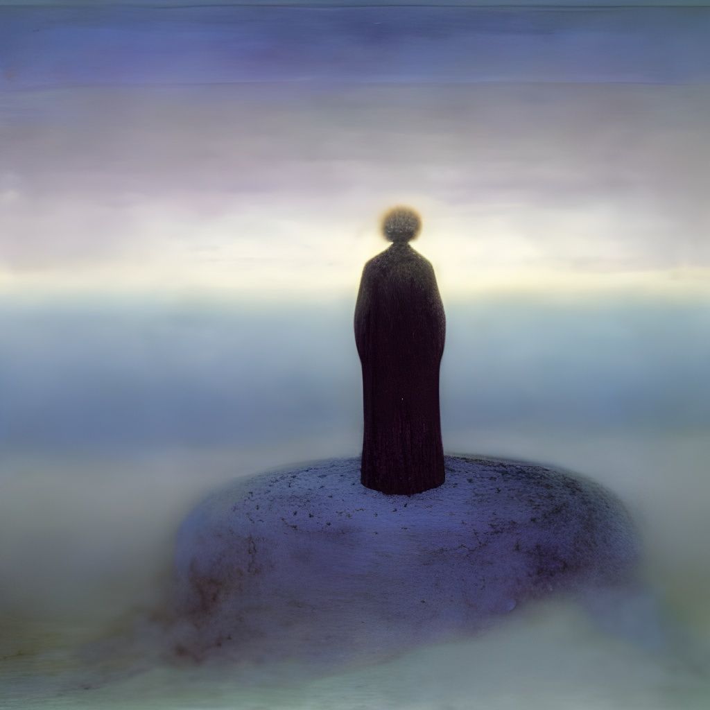 Misty Mountain Scene in the Style of Čiurlionis