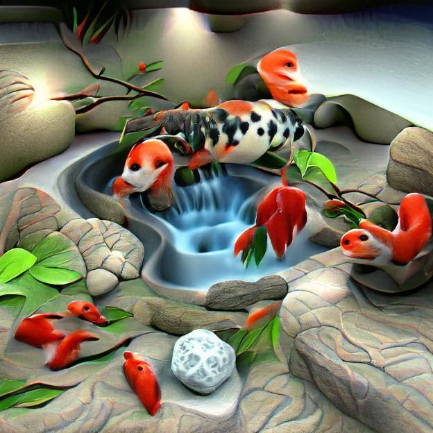 Claymation Koi Pond with 3D Shading