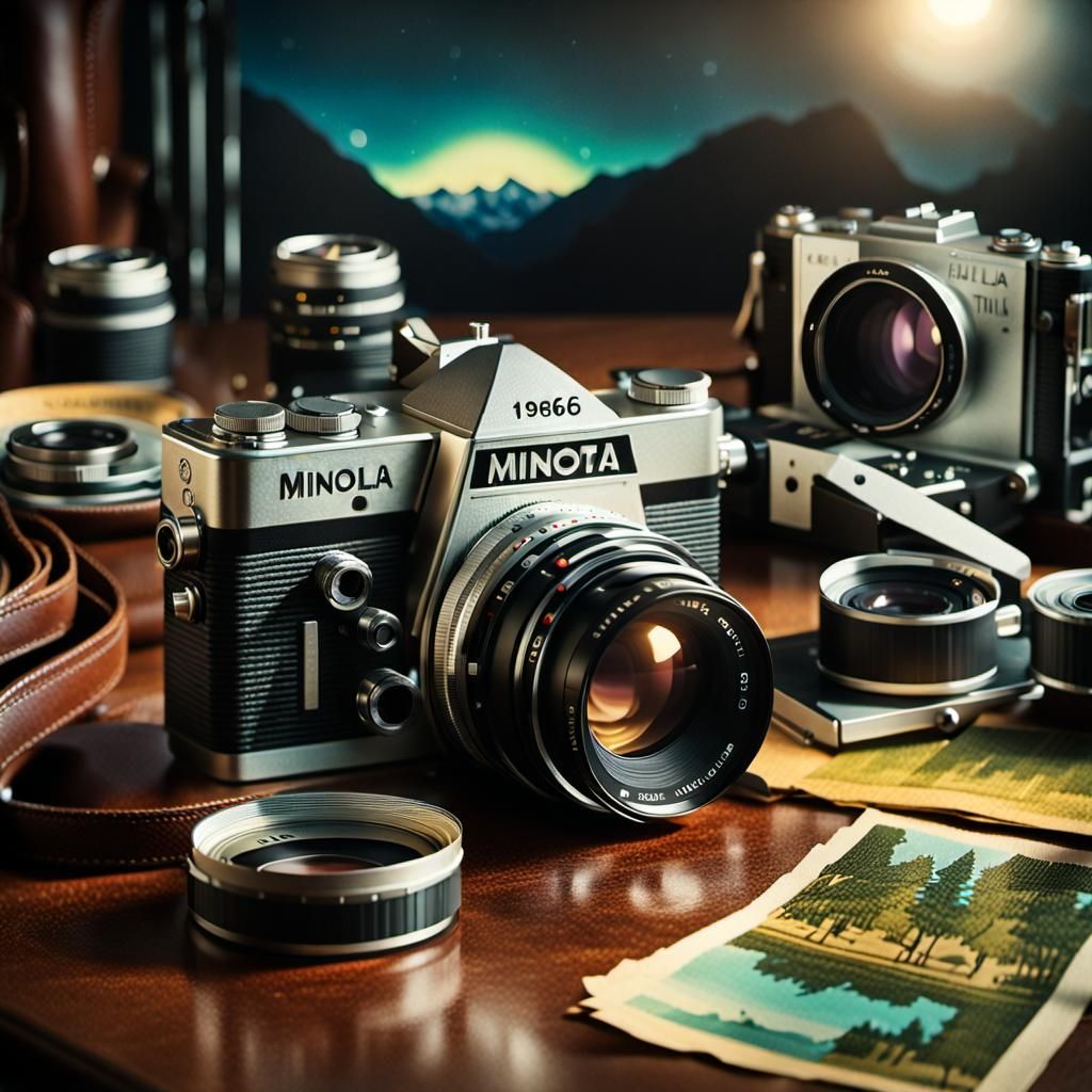 Vintage 1966 Minolta Camera with Film: Digital Art