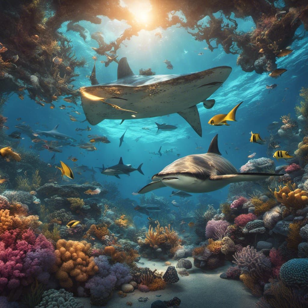 Coral Reef Ecosystem: A Detailed Digital Painting