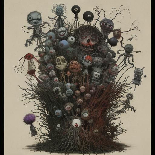 Creepy Voodoo Dolls in Dark Fantasy Style