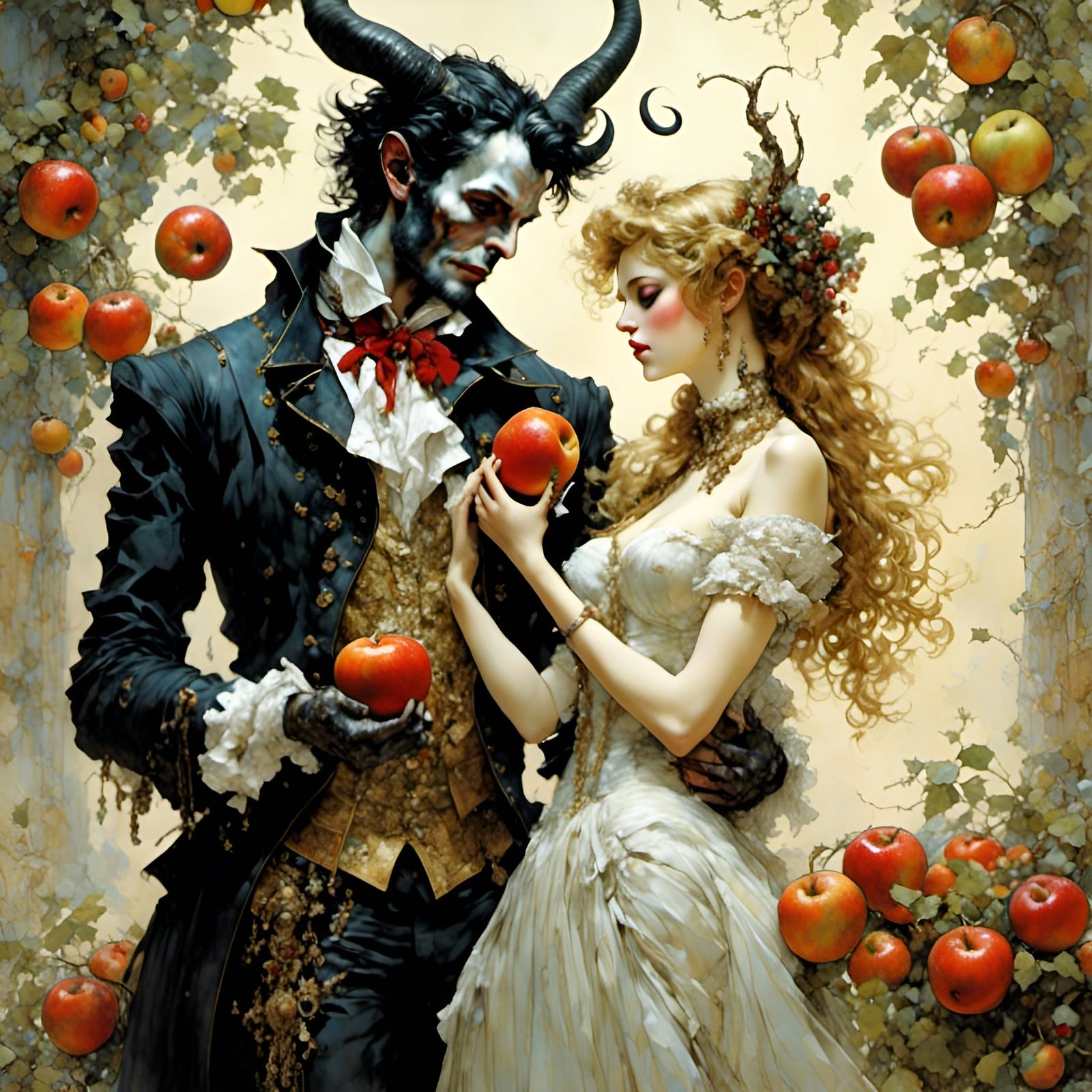 Hyperrealistic Satan Tempts Girl With Apple