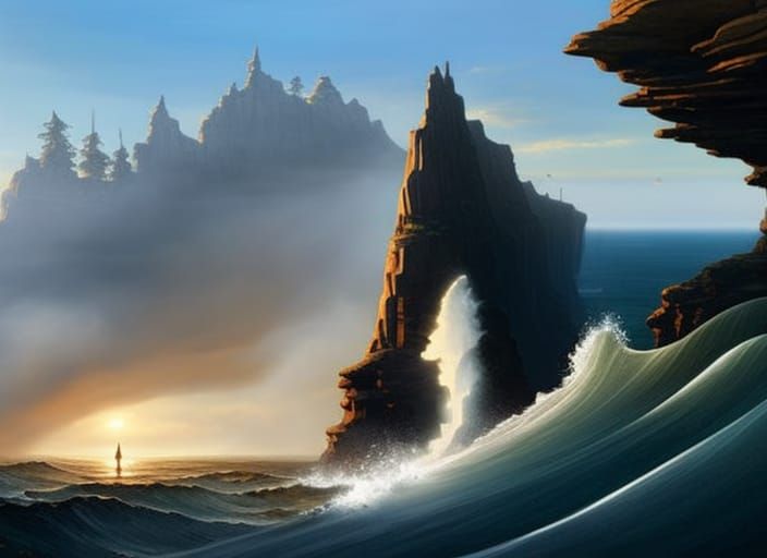 Epic Cliffside Traveler Inspired by Romanticism