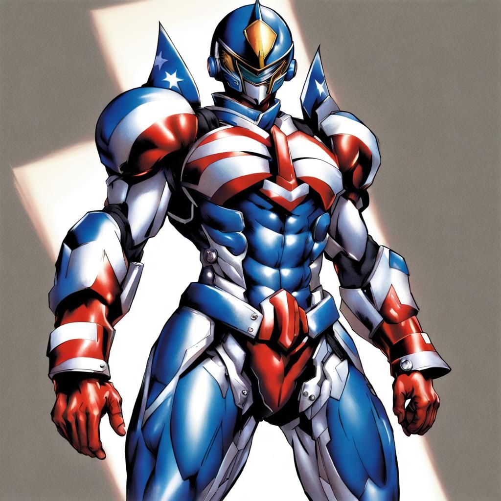 Anime Hero in Patriotic Tokusatsu Armor