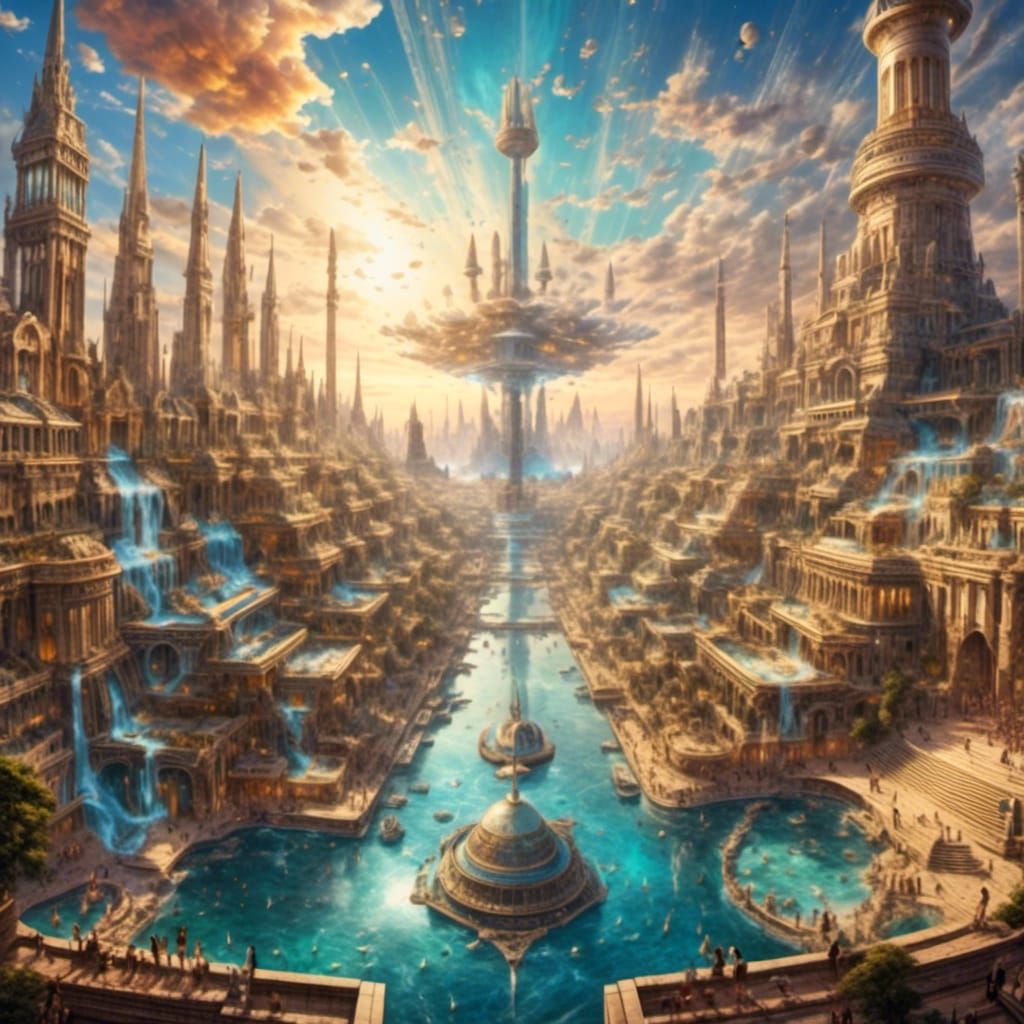 Futuristic Steampunk City with Ancient Influences