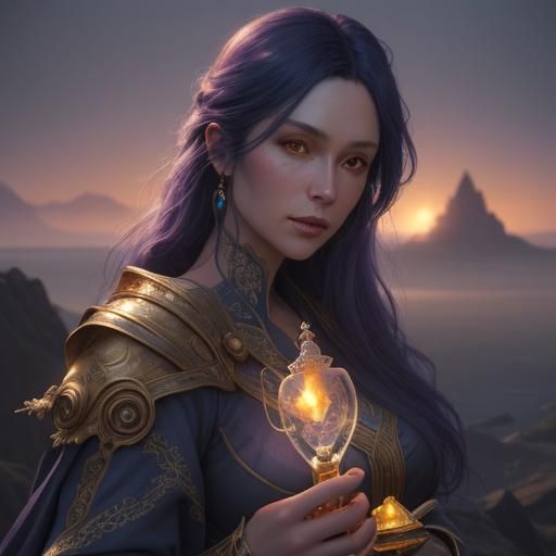 Hourglass Portrait in Fantastical Matte Painting Style