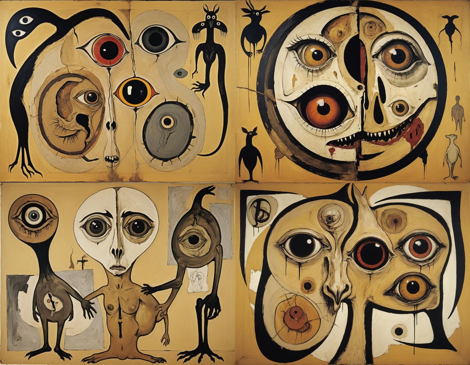 Surreal Eyeball Kangaroo Hybrid in Cubist Style
