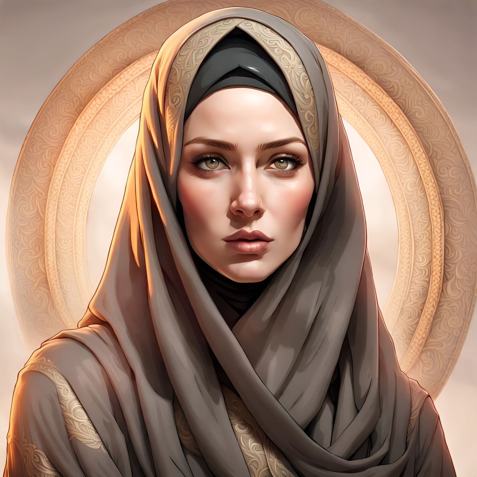 German Hijabi Woman Portrait in Detailed Digital Art