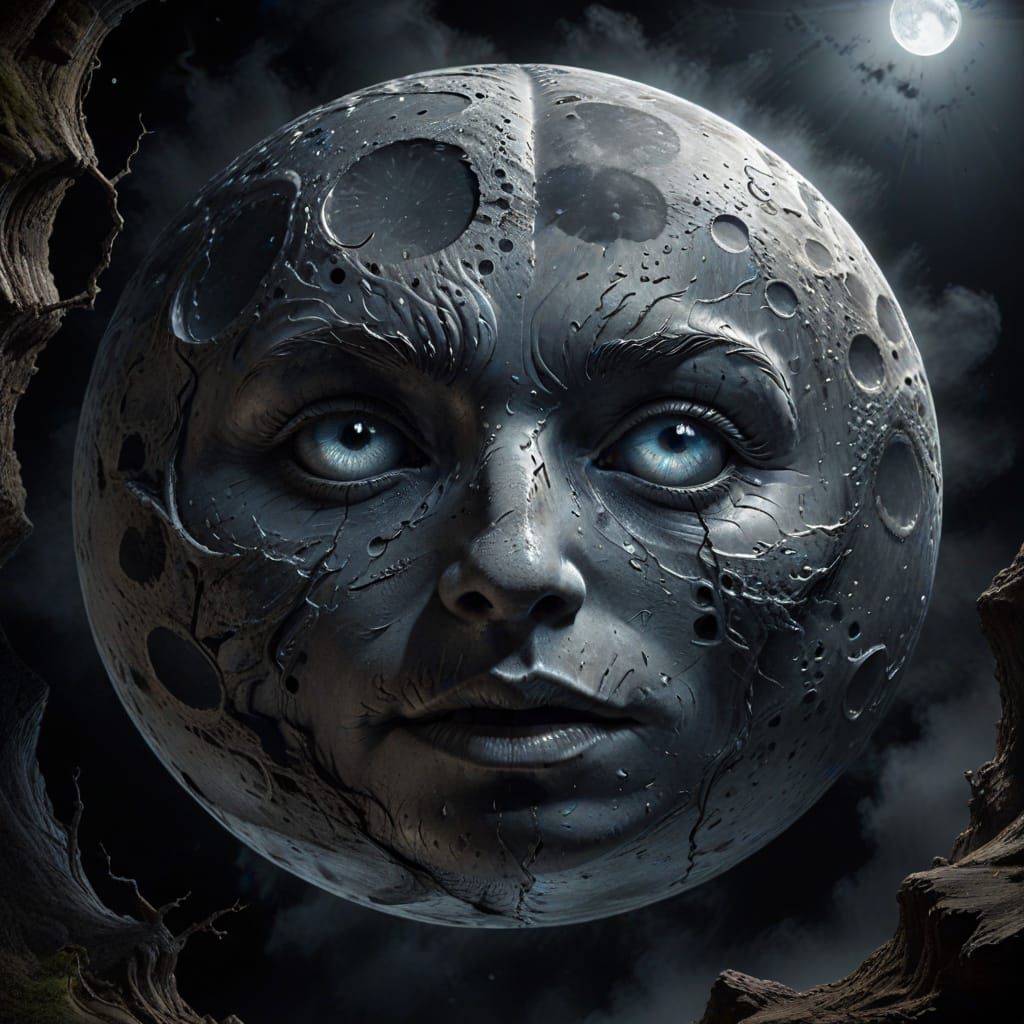 Luminous Lunar Portrait in Hyperrealistic Detail