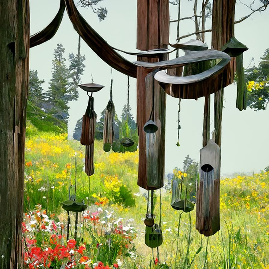 Wind Chimes Overlooking a Wild Meadow