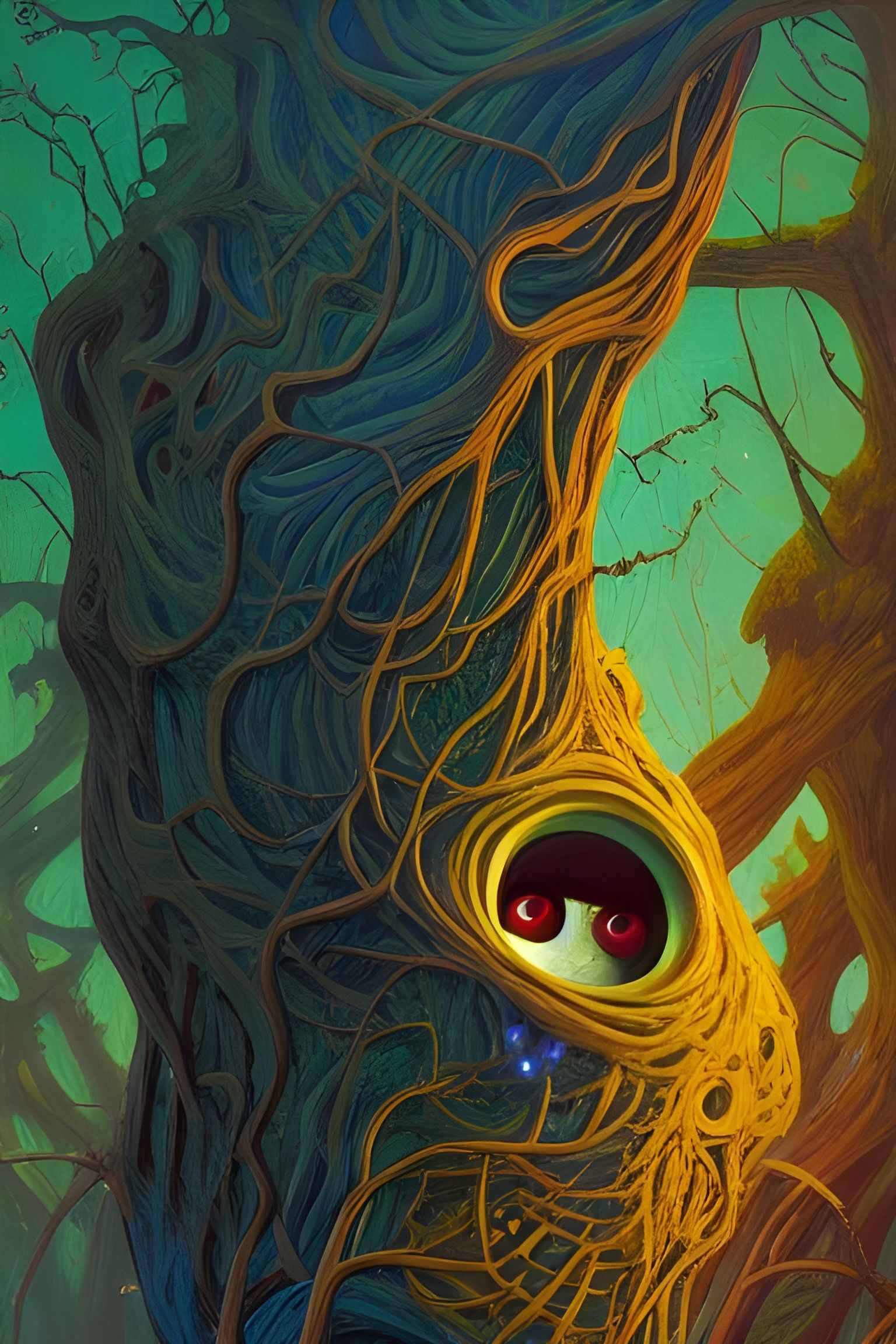 One-Eyed Veined Monster in Expressionist Style