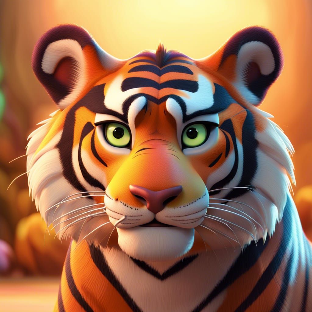 Jasmine and Pet Tiger as 3D Digital Art