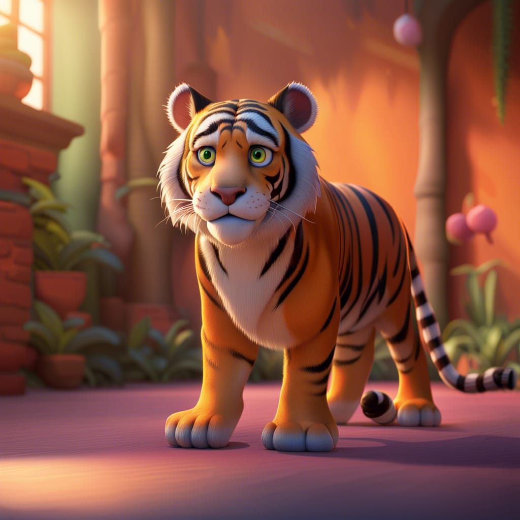 Princess Jasmine's Pet Tiger: 3D Digital Art