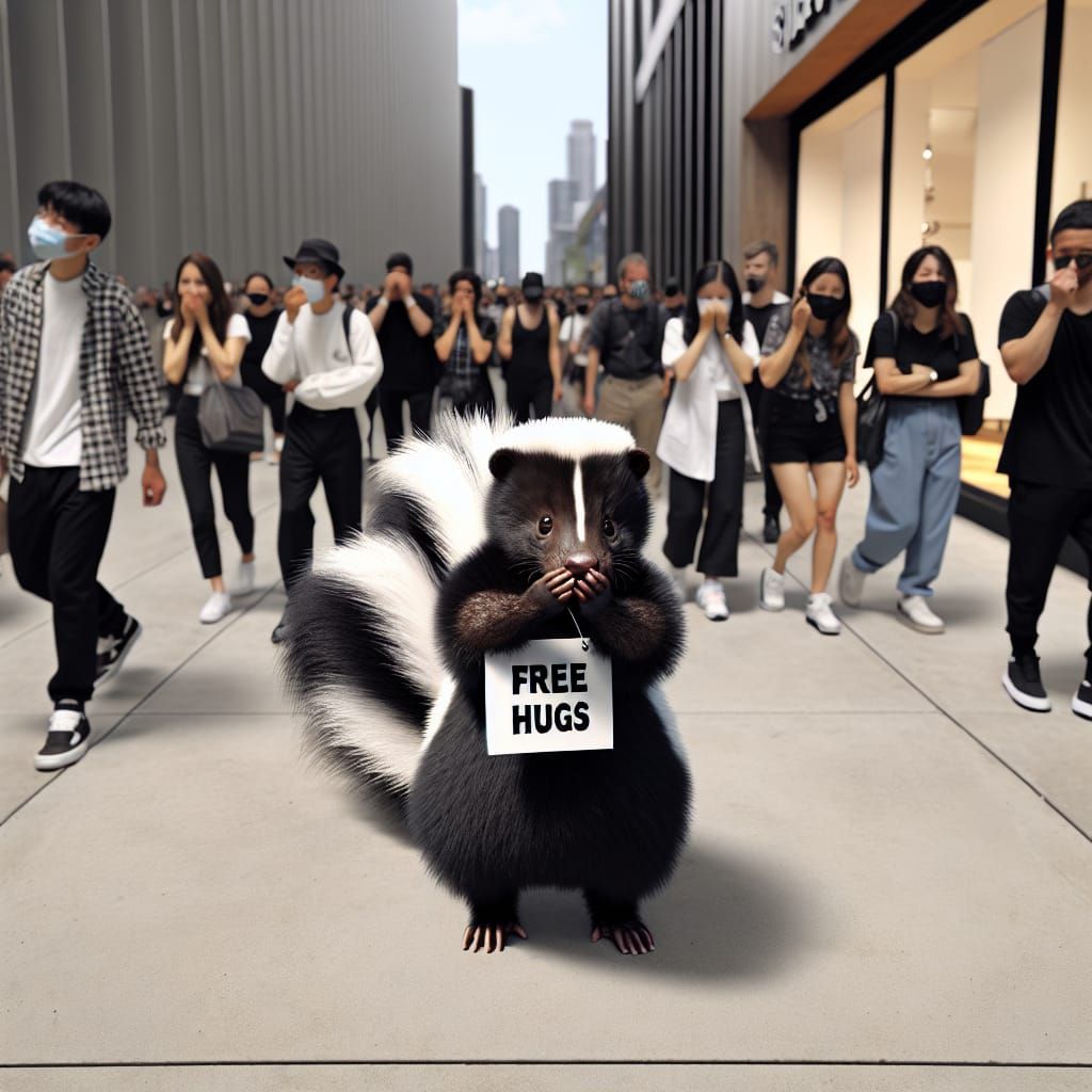 Skunk Offers Free Hugs in a City Street