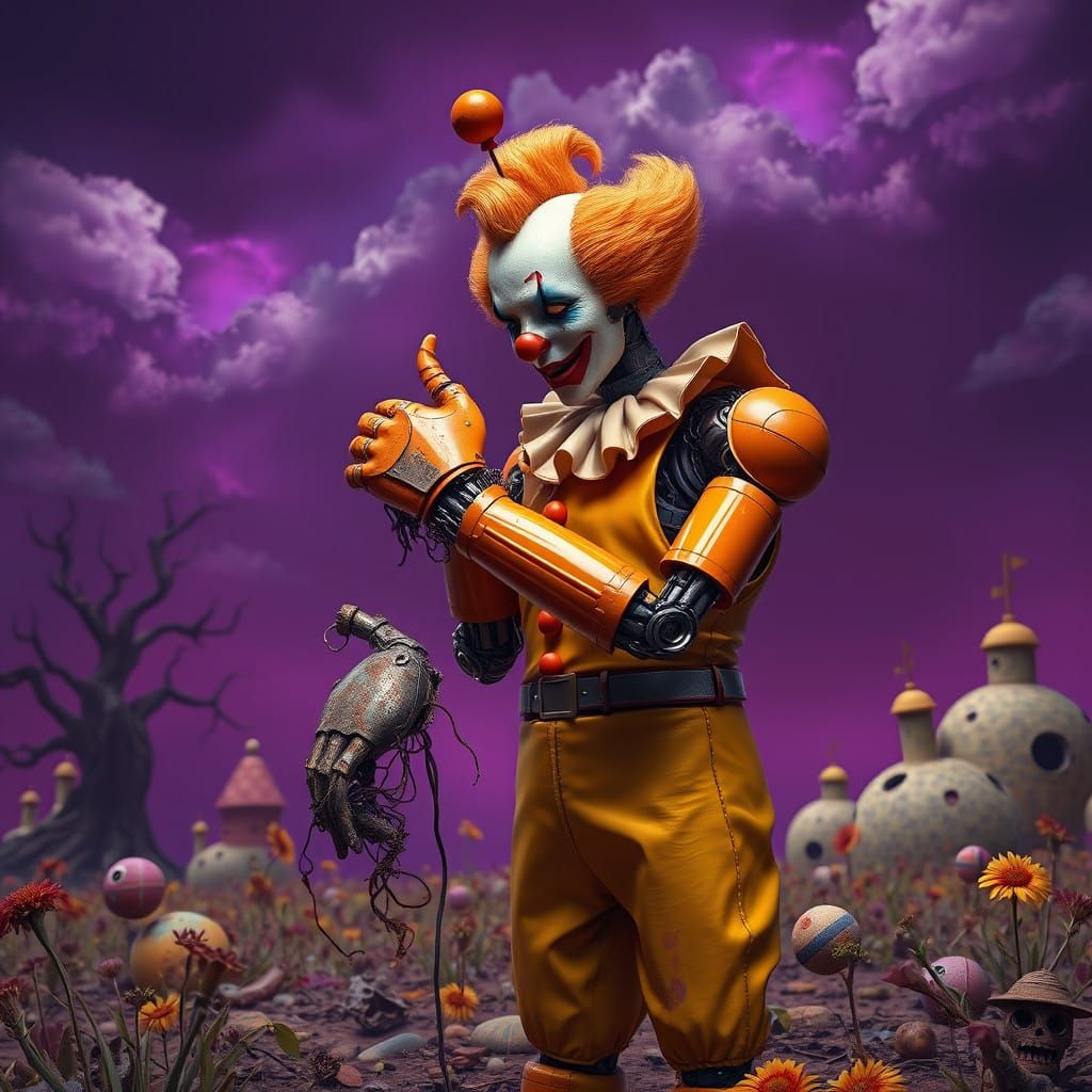 Robotic Clown With Broken Arm