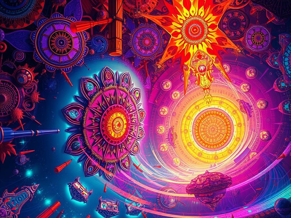 Surreal Cosmic Dreamscape with Kaleidoscopic Patterns