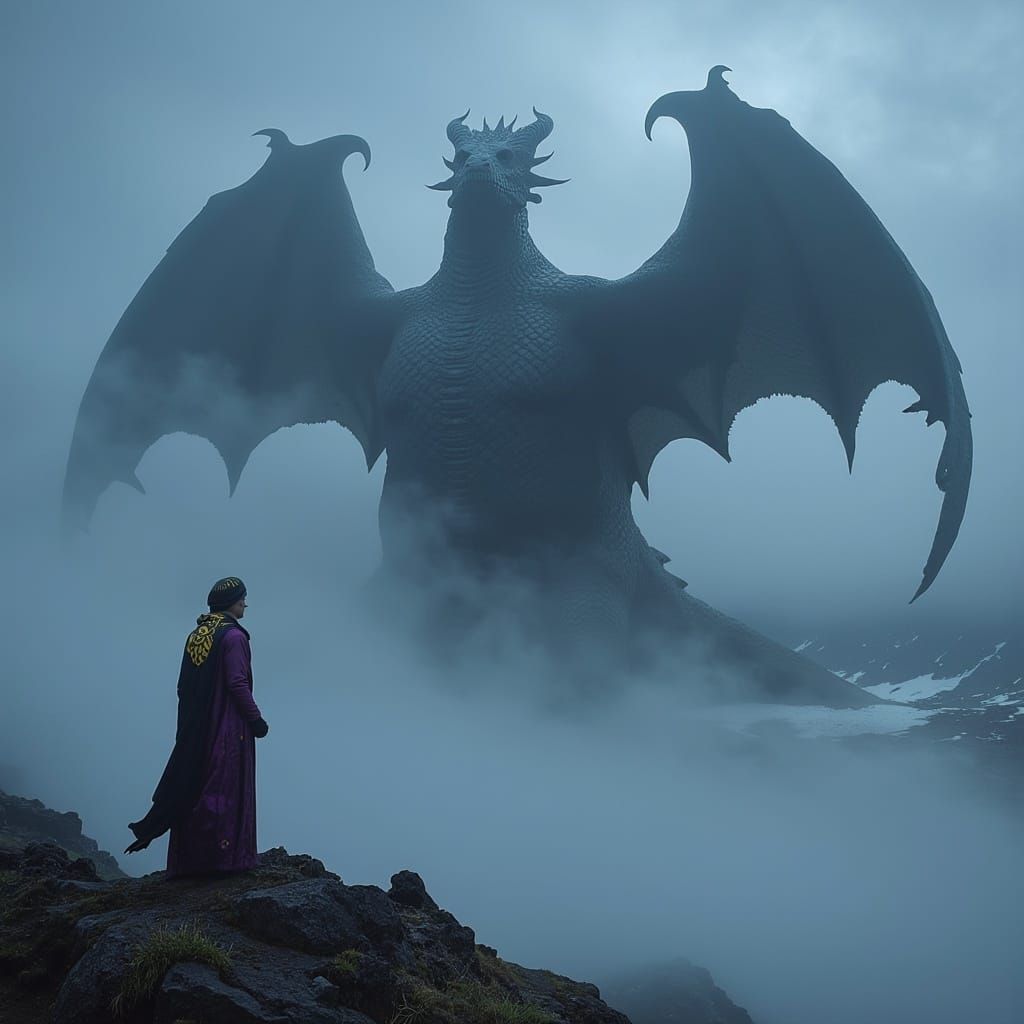 Majestic Dragon King in Dark Fantasy Realm