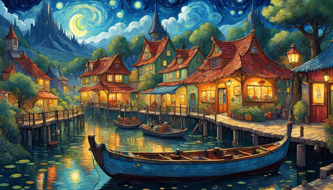 Whimsical Sci-Fi Fantasy Landscape in Studio Ghibli Style