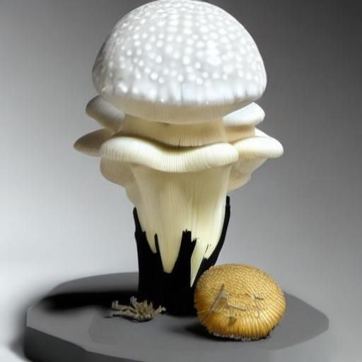 Fly Agaric Mushrooms and Neurons in Linocut Style