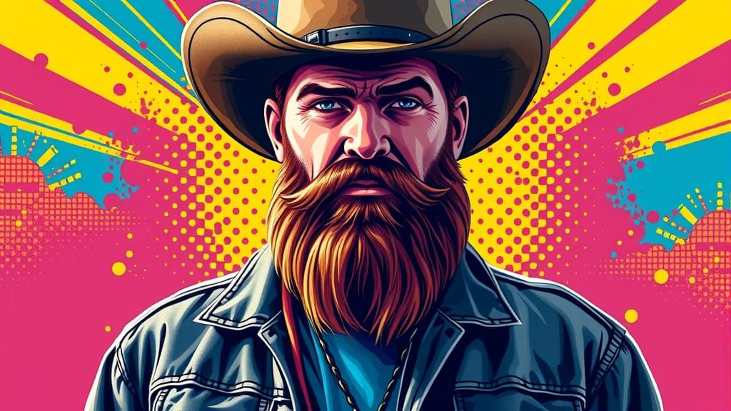 Rugged Messiah in Triadic Pop Art Style