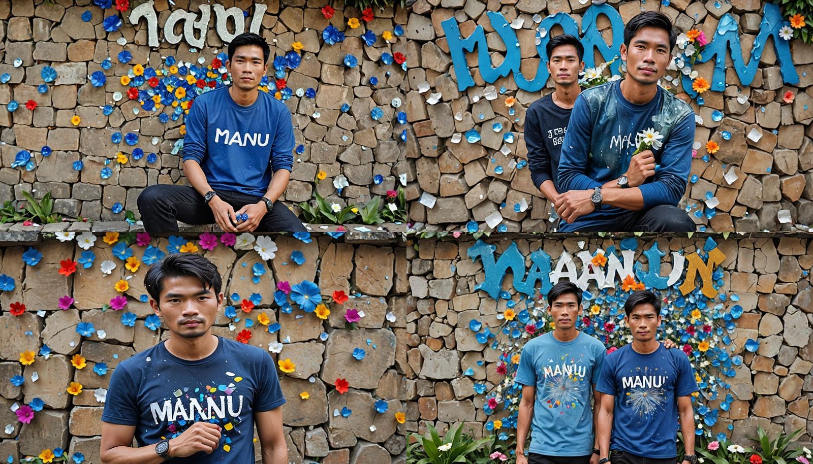 Realistic 3D Portrait of a Thai Man Emerging from Stone