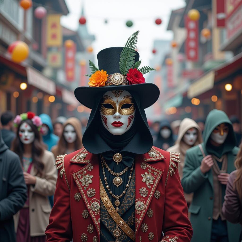 Ultra-Realistic Costumed Crowd at Festival