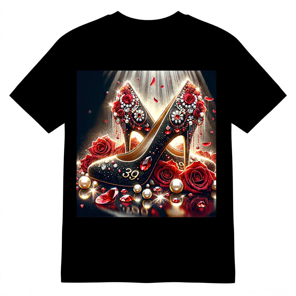 Elegant Ruby and Pearl High Heels on Roses