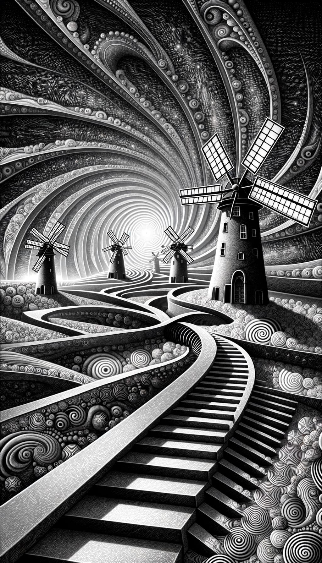 Surreal Dreamscapes in Geometric Style, Inspired by Escher a...