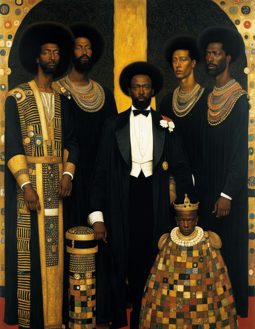 Black Dignity: A Gustav Klimt-Inspired Portrait