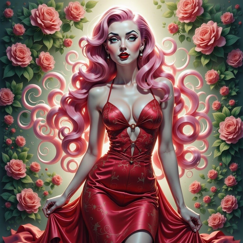 Anime Queen of Hearts in Rose Garden