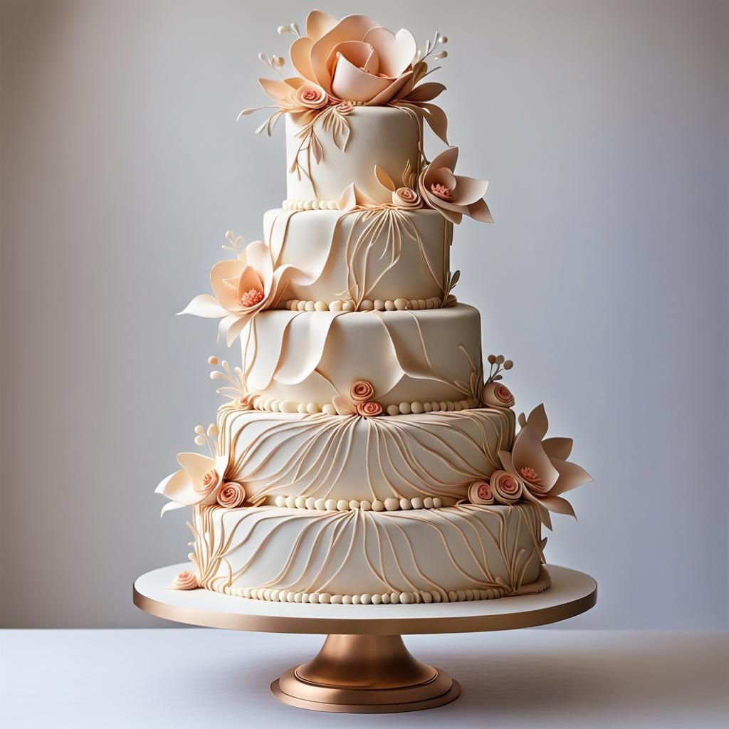 Elaborate Multi-Tiered Celebration Cake with Fondant Decorat...