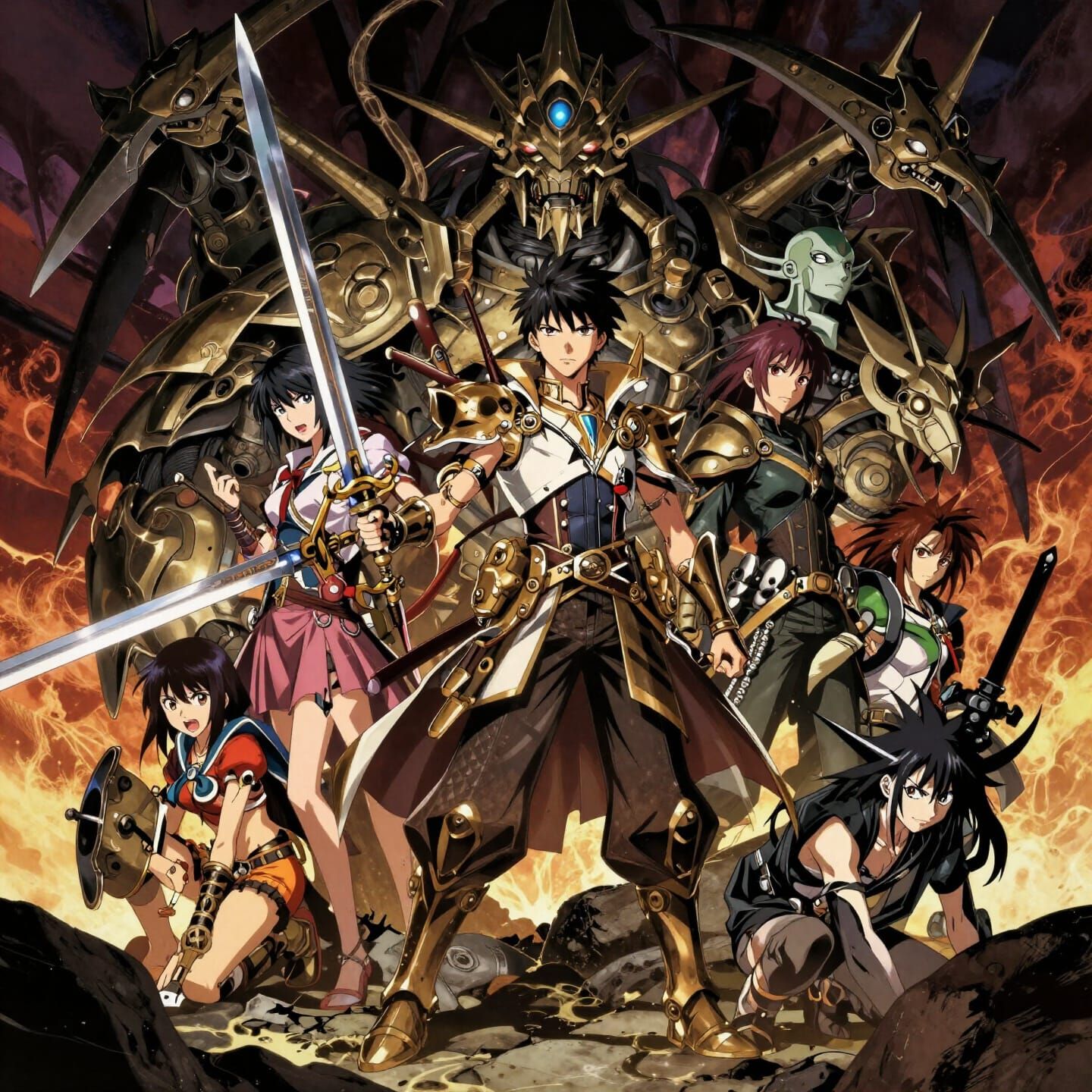 Masterpiece, Best Quality, flat, Manga Scan, Anime, cinematic lighting, drawn Art, by Studio Trigger, clip studio paint,...