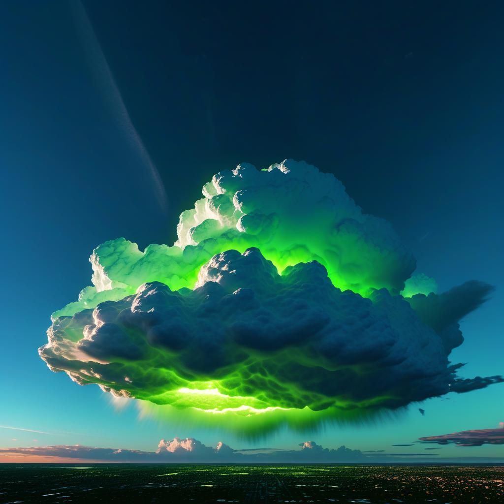 Neon Light Bursts From Cracked Cloudscape