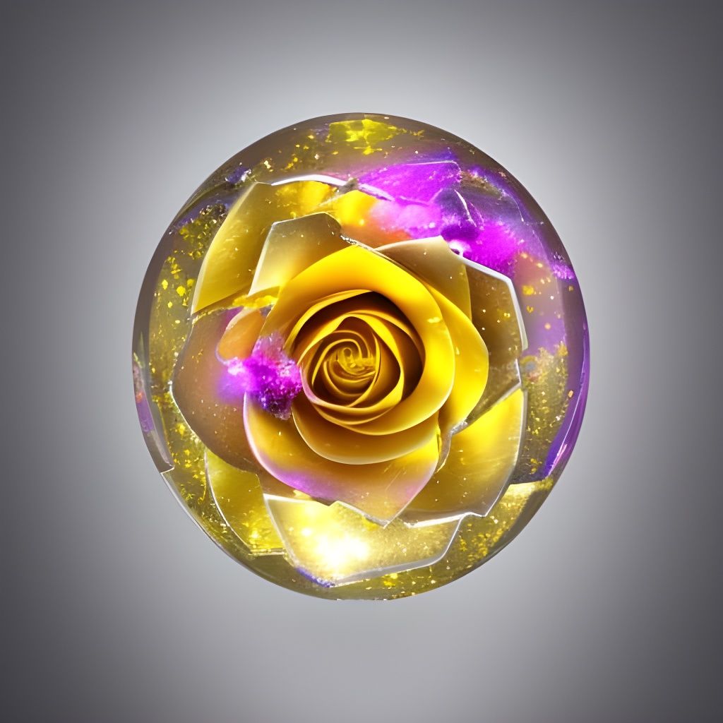 Electric Yellow Crystal Rose Sci-Fi Concept Art