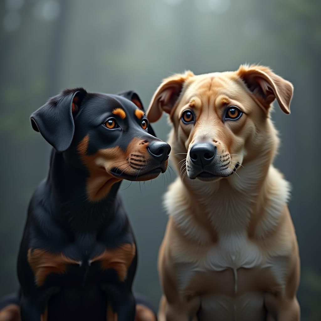 Dog and Owner Portrait in Hyperrealistic Style