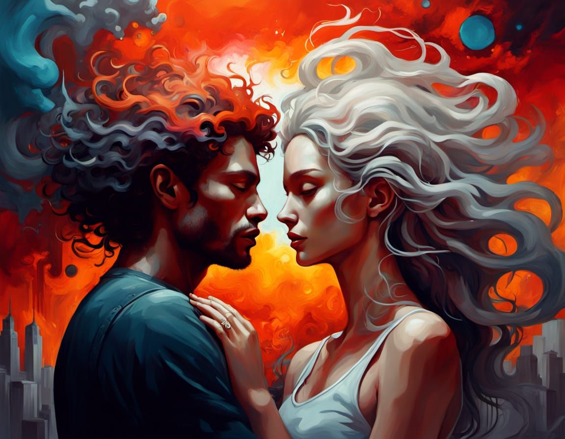 Dreamlike Cityscape in Vibrant, High-Contrast Colors