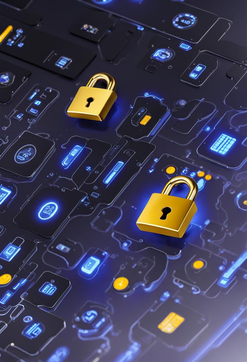 Futuristic Digital Padlock with Glowing Beams