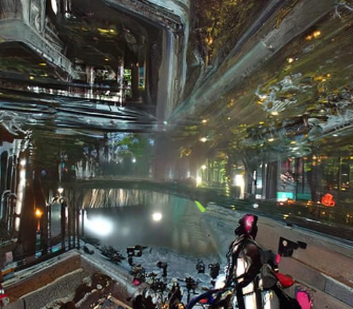 Cyberpunk Black Hole Glitch in Mirror Lake